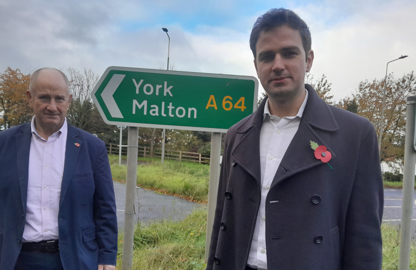 Roberto and Kevin Hollinrake MP campaigning to dual the A64