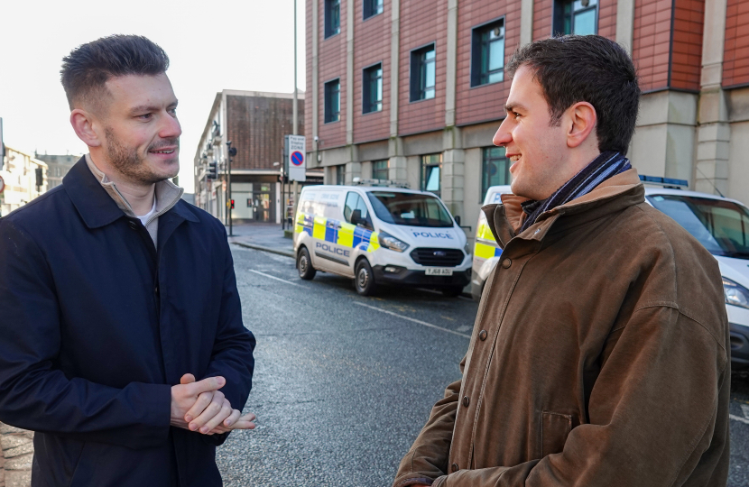 Keane and Roberto outside Scarborough Police Station