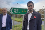 Roberto and Kevin Hollinrake MP campaigning to dual the A64