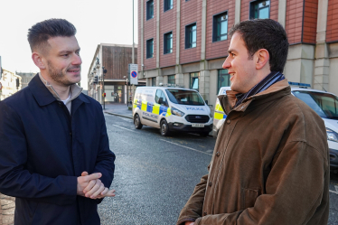 Keane and Roberto outside Scarborough Police Station